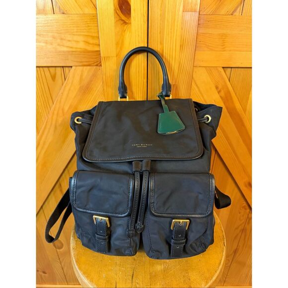 Tory Burch Perry Nylon Backpack Black Cinch (6207) - Picture 1 of 12